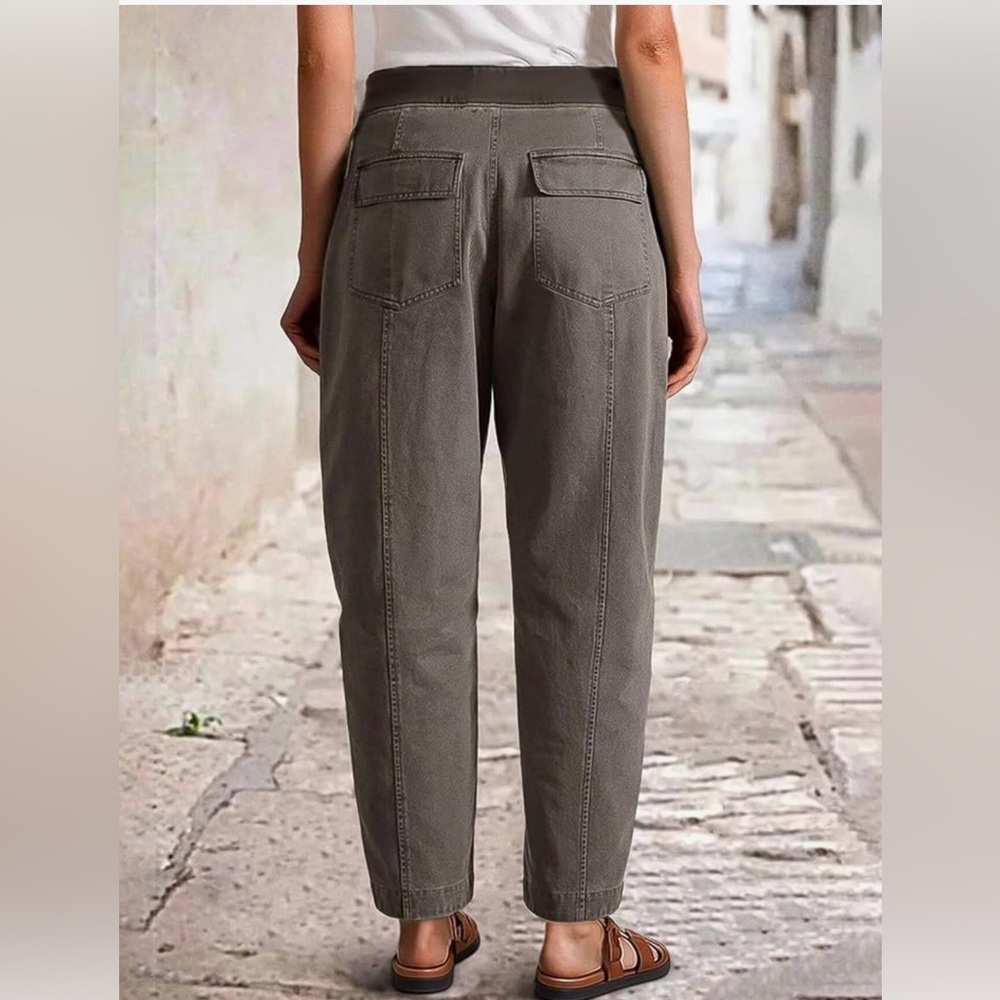 Casual Drawstring Ankle Pants in Olive - Picture 3 of 9